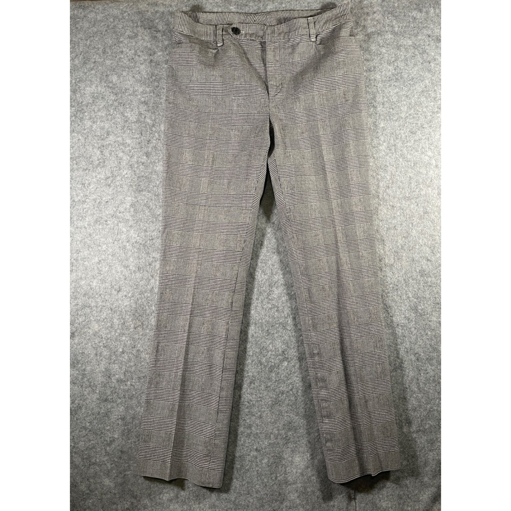 Lauren Ralph Lauren Womens Glen Plaid Dress Pants Black White Straight Leg 10